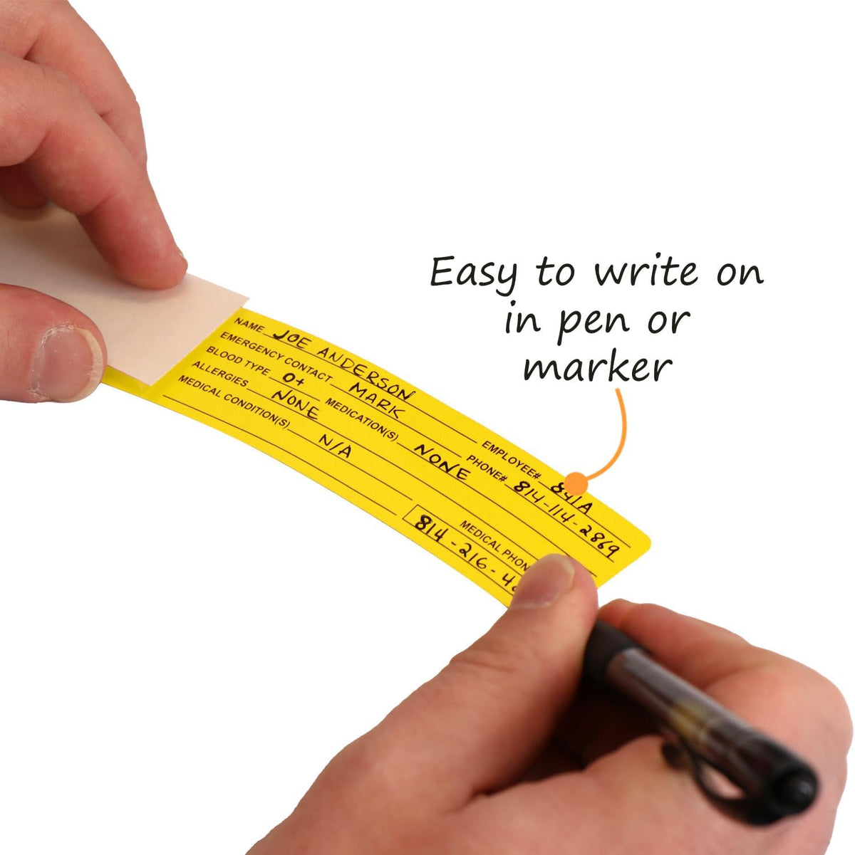 SmartSign Emergency Medical Information Hard Hat Label | 1.25" x 6" Self-Laminating, Pack of 5