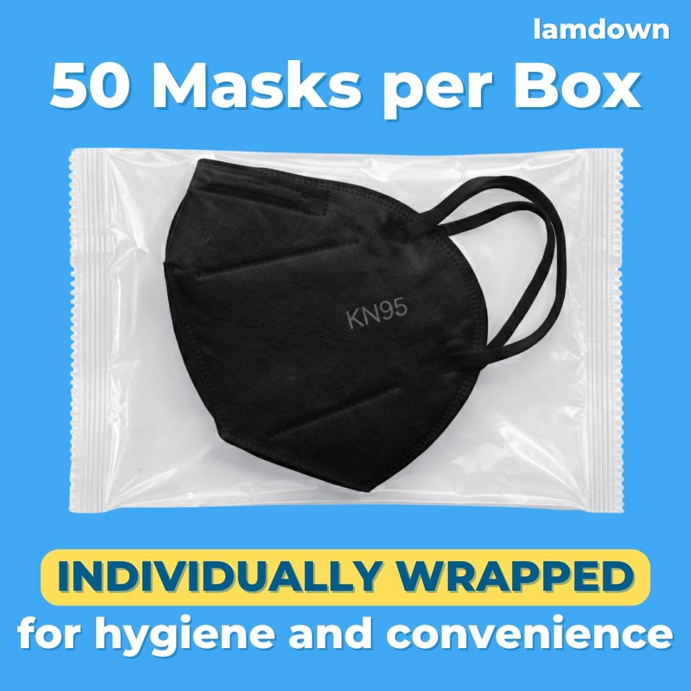 (50-Pack) KN95 Face Masks, Individually Wrapped, Premium Disposable Dust Mask, White