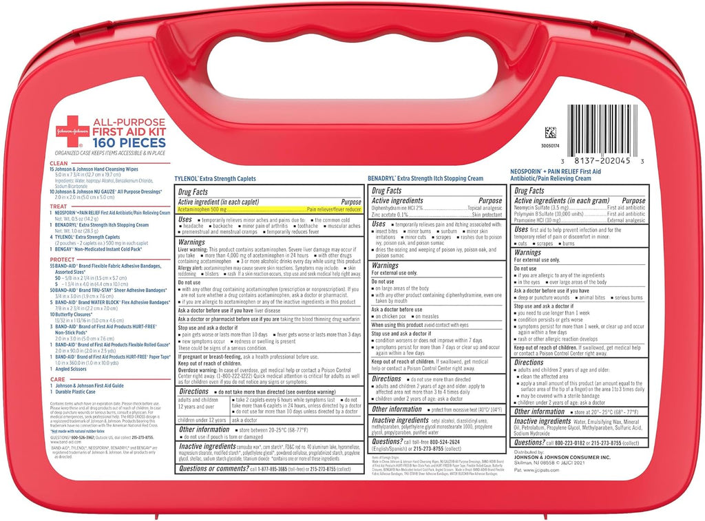 BAND-AID Brand All-Purpose Portable Compact First Aid Kit, 160 Piece
